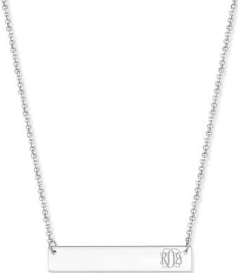 Sterling Silver Engraved Monogram Bar Necklace