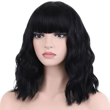 Dopi Women's Curly Bob Wig with Bangs