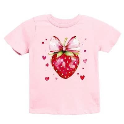 Coquette Strawberry Hearts Youth Graphic T-Shirt