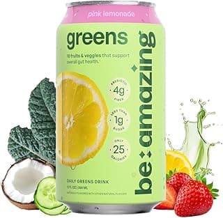 Greens Drink, Pink Lemonade, Vitamin Drinks With 10 Organic Fruits and Vegetables, Coconut Water, Vitamin C, and Prebiotic Fiber, 25 Calories, Low Sugar, Vegan and Gluten Free, 8 Pack