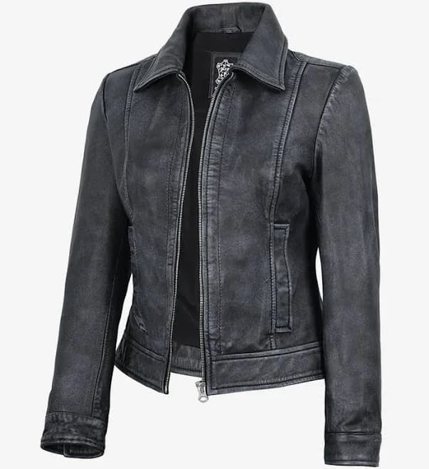 Angel Jackets Women's Leather Harrington Jacket