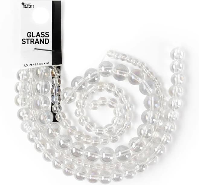 Cousin DIY Clear Round Glass Bead Strand