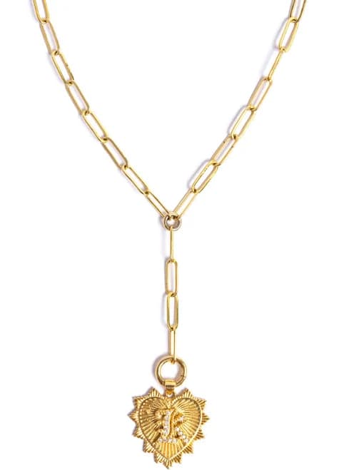14K Gold Filled Lariat Initial Necklace
