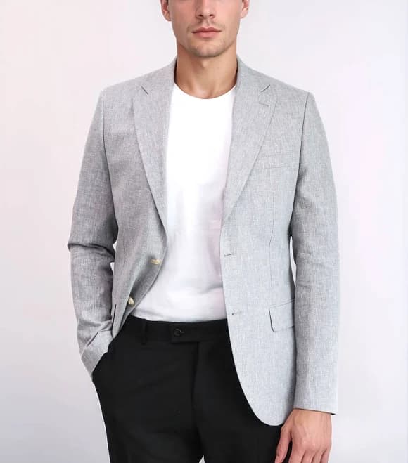Wessi Men's Slim Fit Linen-Feel Blazer Jacket