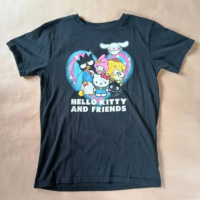 Hello Kitty & Friends T Shirt Medium Black Sanrio Graphic Tee Top