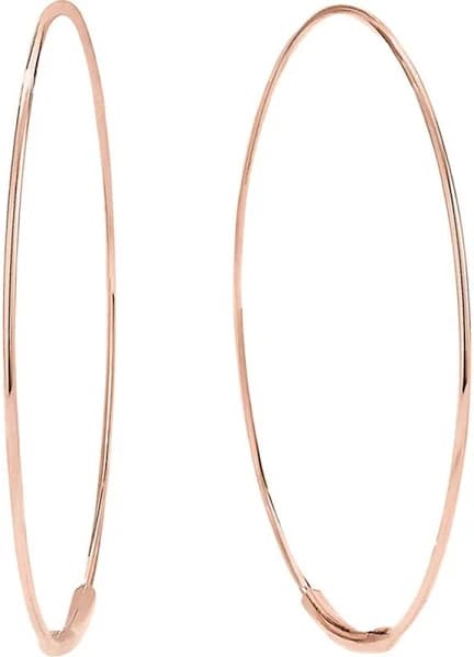 14k Yellow Gold Classic Shiny Polished Round Hoop Earrings, 2mm tube