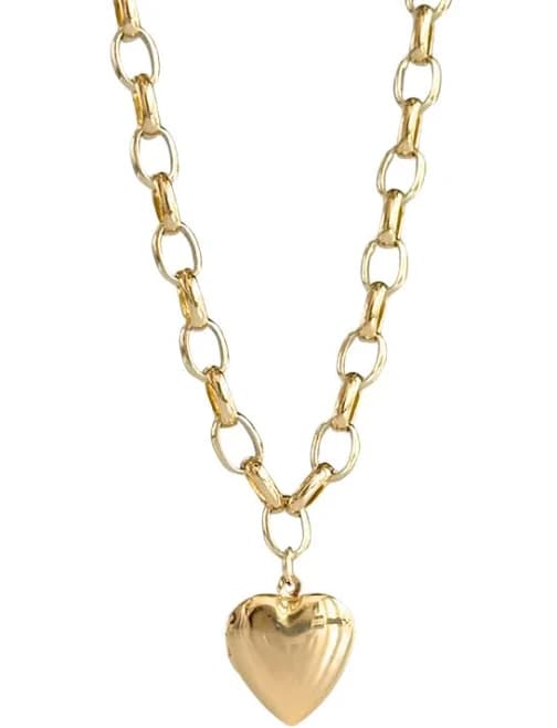 Chunky Rolo Heart Locket Necklace