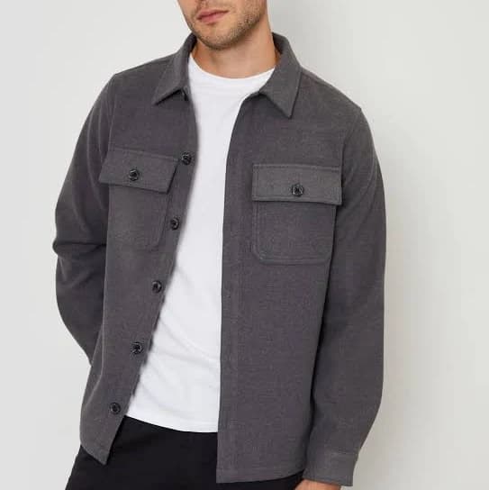 Mens Threadbare Button Up Shacket