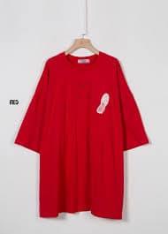 Shoe Print Puff Print Oversized Short-Sleeve T-Shirt
