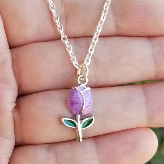 Silver Tulip Pendant Necklace