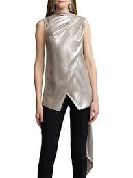 Ralph Lauren Collection Julie Draped Liquid Foil Sleeveless Blouse | Saks Fifth Avenue