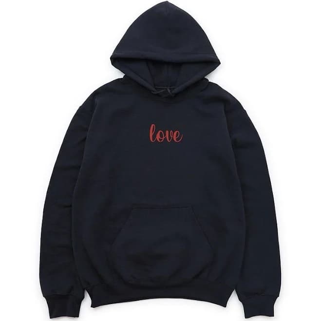 Embroidered Love Cursive Graphic Hoodie