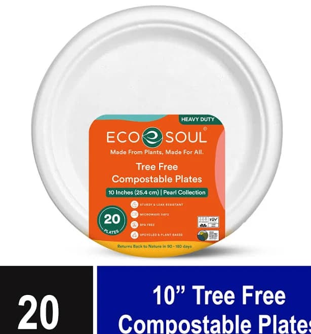 Eco Soul Compostable Plates 10" Round 20 ct
