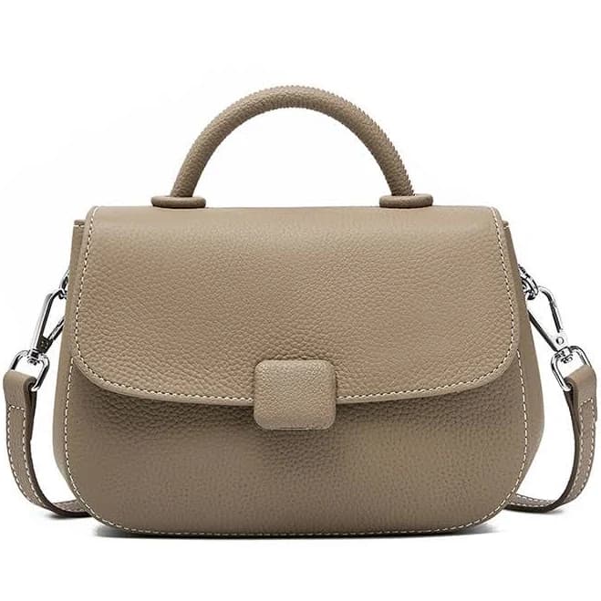 Leather Top Handle Crossbody Flap Bag
