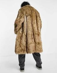 ASOS DESIGN oversized faux fur overcoat in brown | ASOS