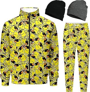 Men Track Suits Sets 80s outfit for men tracksuits sweatsuits 2 Piece sets Zip Casual Jogging 2 Knit Beanie