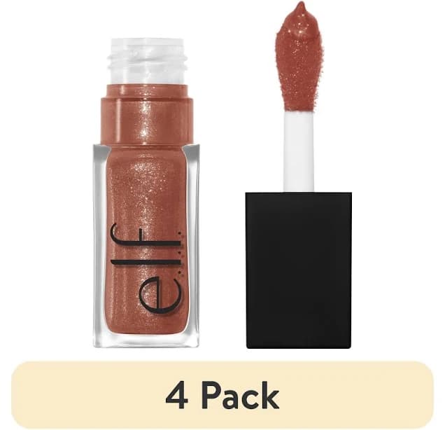 e.l.f. Cosmetics (4 pack) Glow Reviver Lip Oil Glimmer - Super-neutral Hydrating Lip Oil with Nourishing Oils - 0.25 fl oz