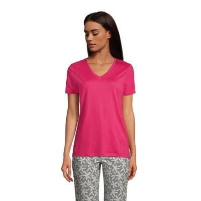 Lands' End Women's Relaxed Supima Cotton V-Neck T-Shirt