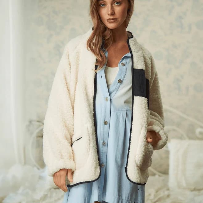 Oversized Teddy Sherpa Fleece Jacket