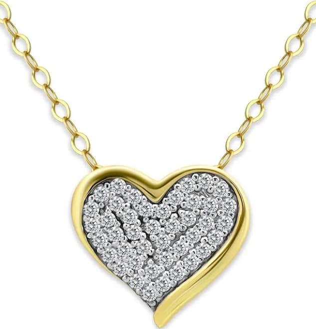 Giani Bernini Pavé Cubic Zirconia Heart Pendant Necklace in 18K Gold Over Sterling