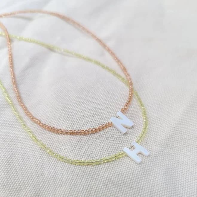 Personalized Beaded Gemstone Pearl Letter Charm
