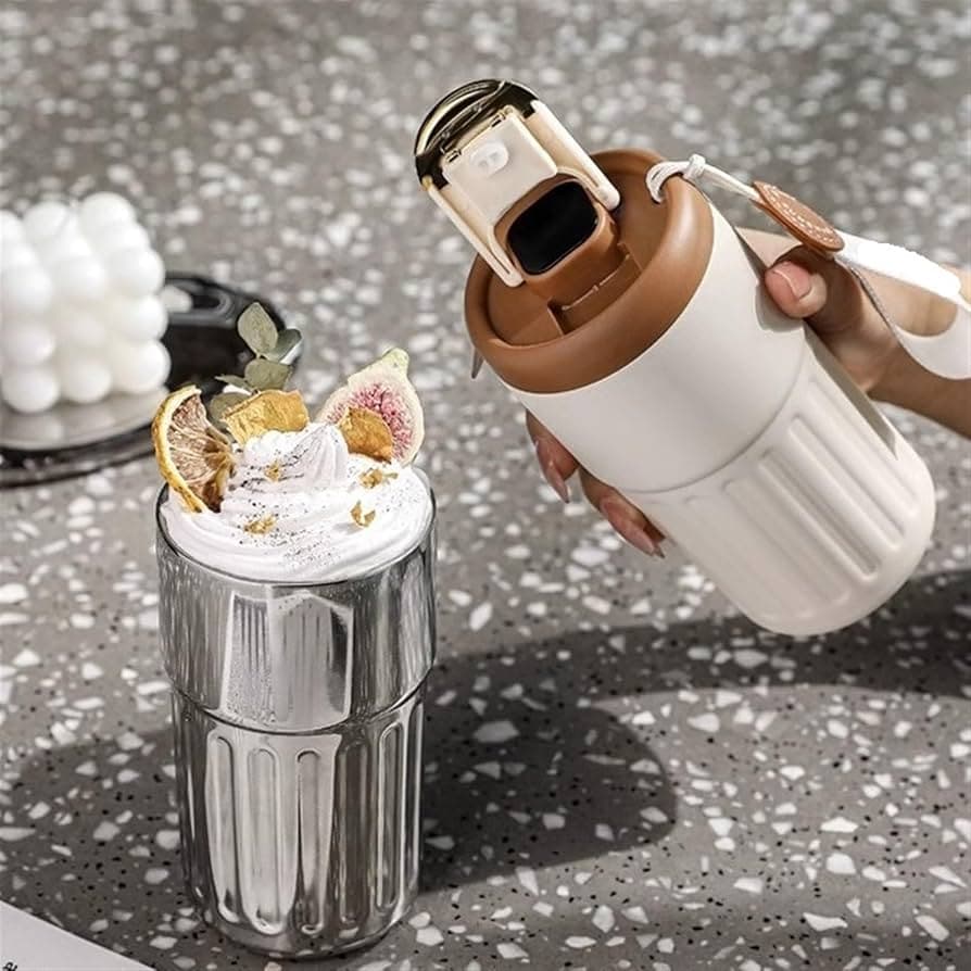 Amazon.com: CEMONT Insulated Water Bottle Stainless Steel Insulated Water Cup Office Insulated Cup Portable Rope Coffee Cup with Temperature Display Water Bottle (Color : D, Size : 450ML) : Home & Kitchen
