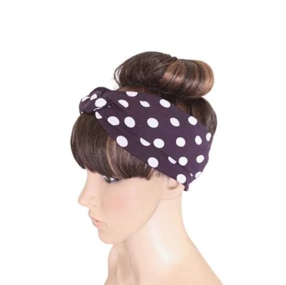 Polka Dot Braided Cotton Spandex Hairband