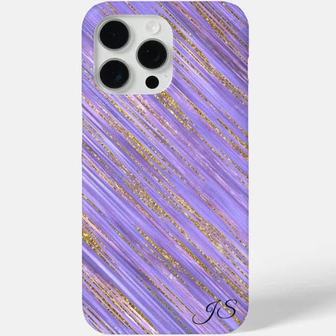 Purple and Gold Glitz Personalized Phone Case