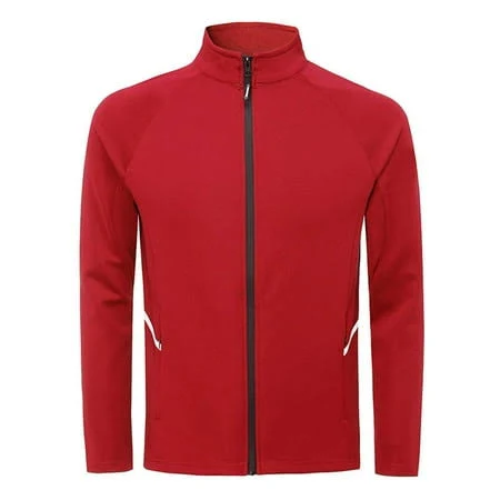 Men's Casual Full Zip Long Sleeve Mock Neck Jacket with Pockets
