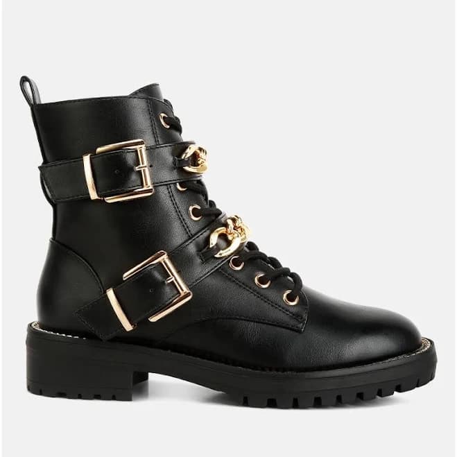 London Rag billy Metal Chain Embellished Biker Boots
