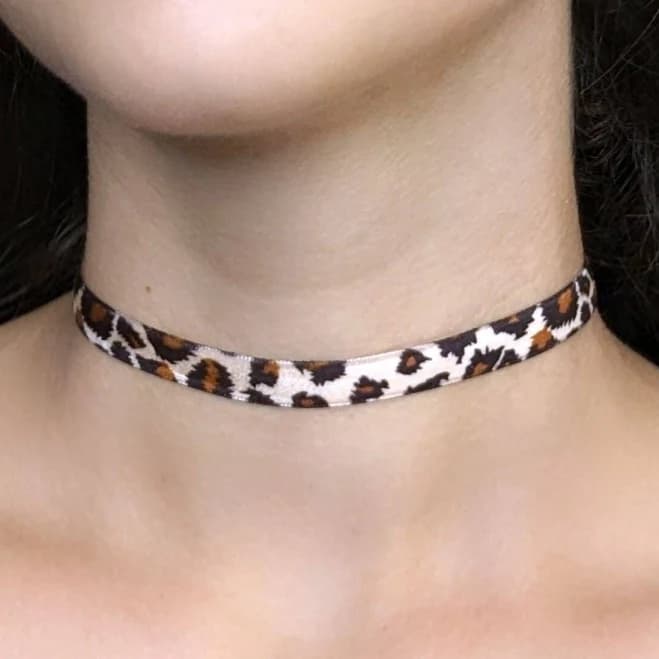Leopard Print Velvet Choker Necklace