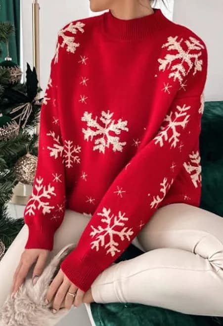 Jacquard Knit Snowflake Sweater