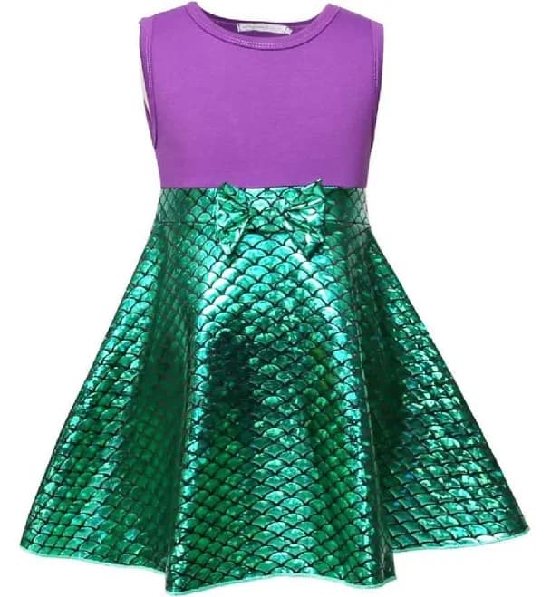 Wenchoice Girls' Sleeveless Fish Scale Mermaid Dress
