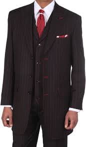 Fortino Landi Pinstripe Design High Fashion Suit with Vest 5903-Bk-Rd-44R Red at Amazon Men's Clothing store