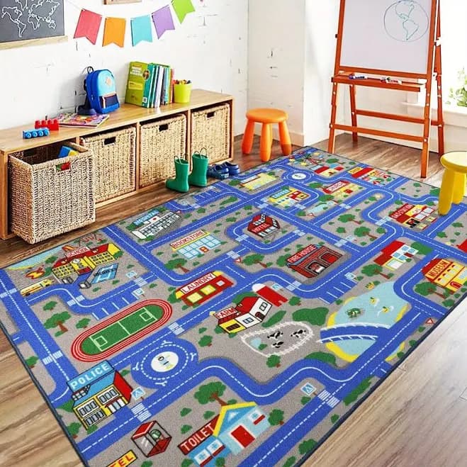 Educational Road Traffic Carpet Kids Carpet Playmat Car Rug Fun City Life Map Kids Car Rug Non Slip