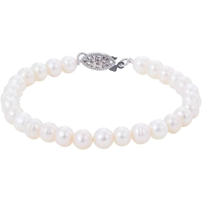 925 Sterling Silver Round Pearl Bracelet