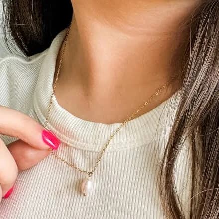 18K Gold Dipped Freshwater Pearl Pendant Necklace