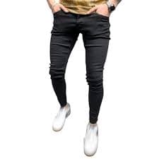 Men's Taper Skinny Fit Stretch Denim Pants Classic Comfort Regular Fit Jeans Casual Washed Jeans Pants (Small,Black) at Amazon Men's Clothing store