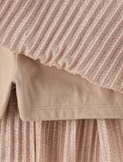 Girls Shimmer Pleated Mesh Skort - TAN | The Children's Place