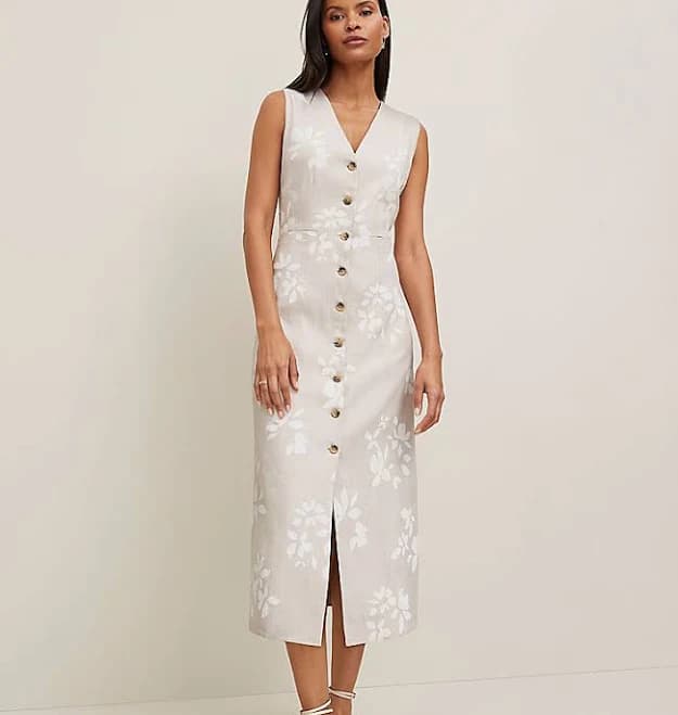 Ann Taylor Women's Floral V-Neck Shirtdress