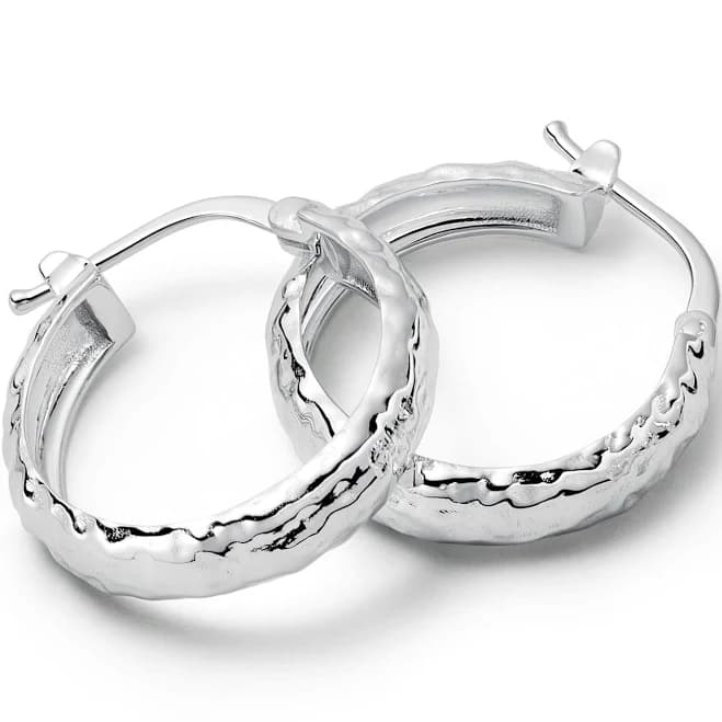 Midi Textured Hoop Earrings Sterling Silver | Daisy London Jewellery