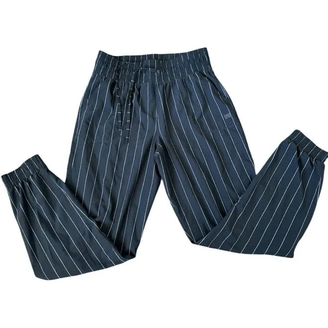 Albion Jetsetter Navy Pinstripe Jogger Pants Pull On Lightweight Ankle