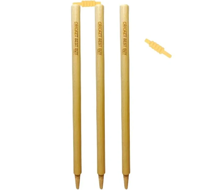 Bratla Cricket Stumps Natural Wood Wicket Pro Plus Finest Quality Set of 3 Stumps with Bails