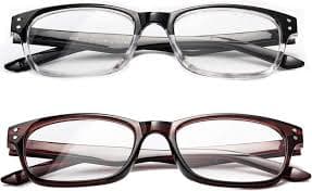 Amazon.com: Newbee Fashion - "Adelanto" Sleek Round Frame Two Tone Clear Lens Glasses (2 Pack - Black/Clear & Brown, 50) : Clothing, Shoes & Jewelry