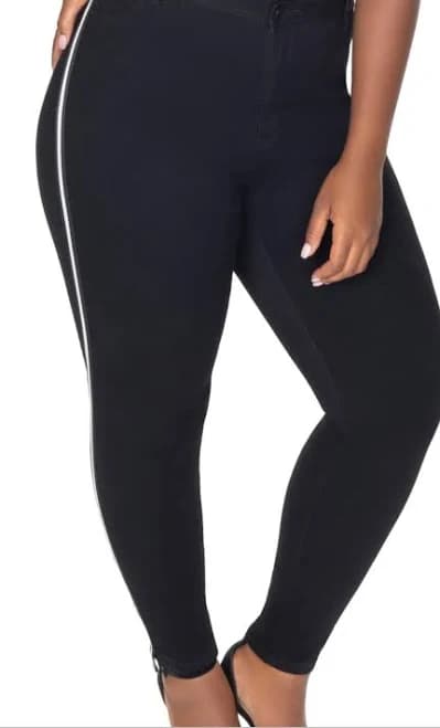 La La Anthony Women's High-Rise Side Striped Skinny Jeans