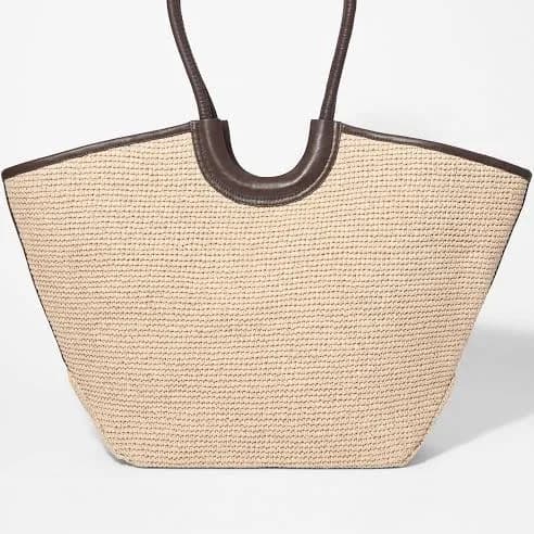 & Other Stories Leather-Detailed Straw Tote
