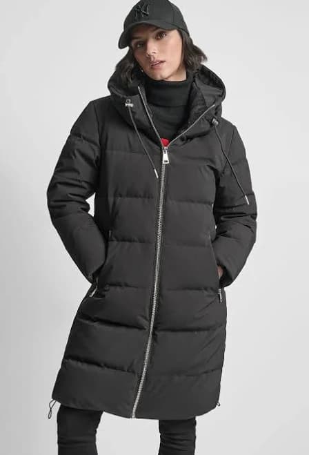 DKNY Women's Stand Collar Zipper Puffer Coat
