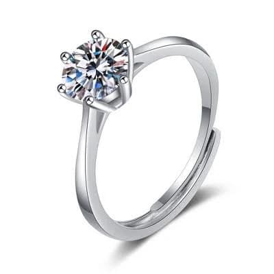 1 ct Round Moissanite Solitaire Engagement Ring in Sterling Silver