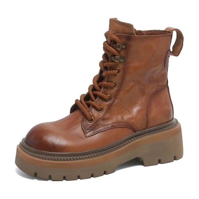 Women's Platform Chunky Lace-Up Combat Boots