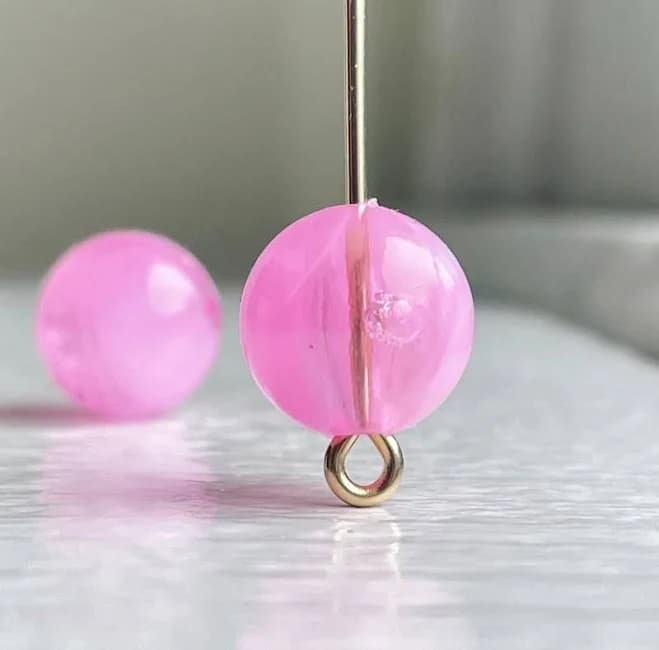 Light Pink White Marbled Round Acrylic Beads 10mm (25)